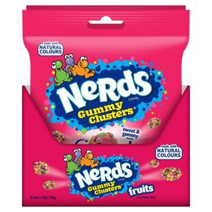 Nerds Clusters Fruit žvýkací bonbony v cukrové skořápce s ovocnými příchutěmi 113g Celé balení 10 ks