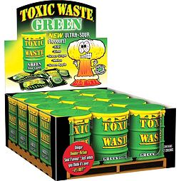 Toxic Waste Green Sour Candy 42 g Celé Balení 12 ks
