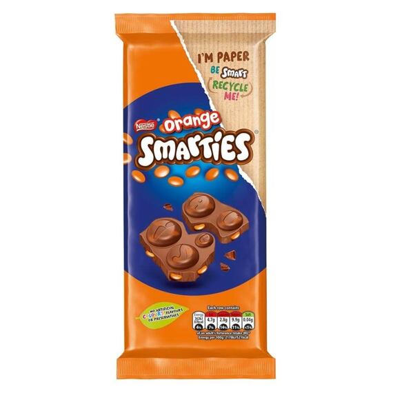 Smarties mléčná čokoláda s příchutí pomeranče plněná mini barevnými bonbonky 90 g PM