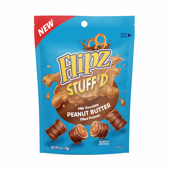 Flipz Stuff'd milk chocolate peanut butter filled pretzels 170 g