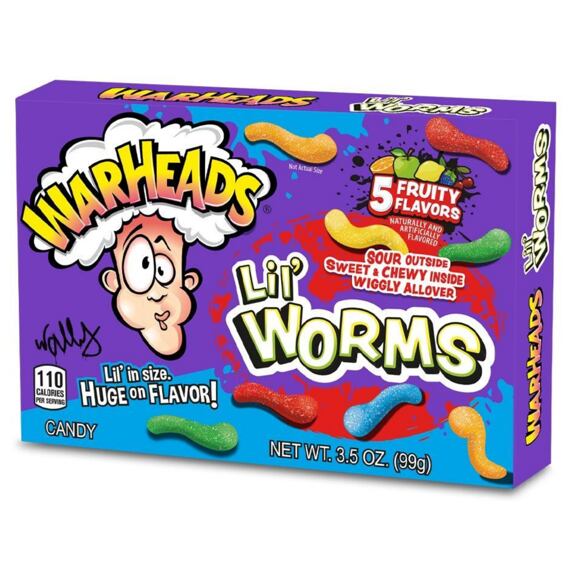 Warheads Lil' Worms kyselé žvýkací bonbony ovocných příchutí 99 g