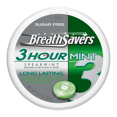Breath Savers mentolové bonbóny bez cukru s příchutí máty peprné 36 g