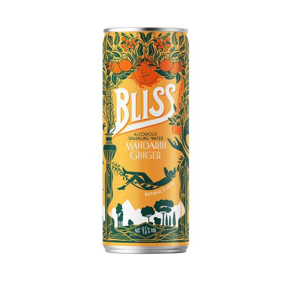 Bliss zero sugar tangerine and ginger alcoholic sparkling water 4.5% 330 ml