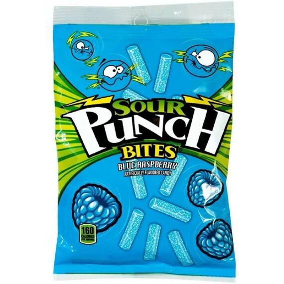 Sour Punch kyselé žvýkací kousky s příchutí modré maliny 105 g