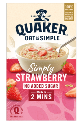 Quaker Oat so Simple oatmeal with strawberry flavor without added sugar 260 g