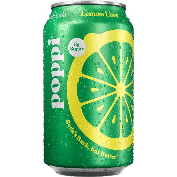 Poppi prebiotická limonáda s příchutí limetky a citronu 355 ml