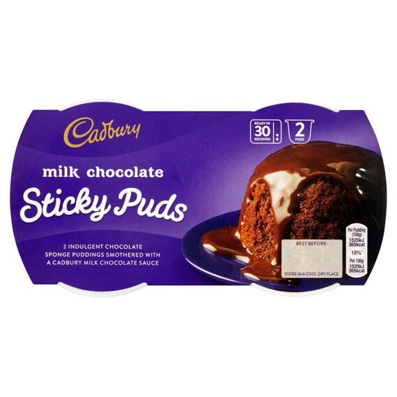 Cadbury Milk Chocolate Sticky Puds dezert 2 x 95 g