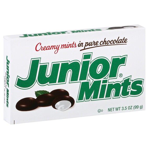 Junior Mints bonbonky s náplní s příchutí máty v mléčné čokoládě 99 g