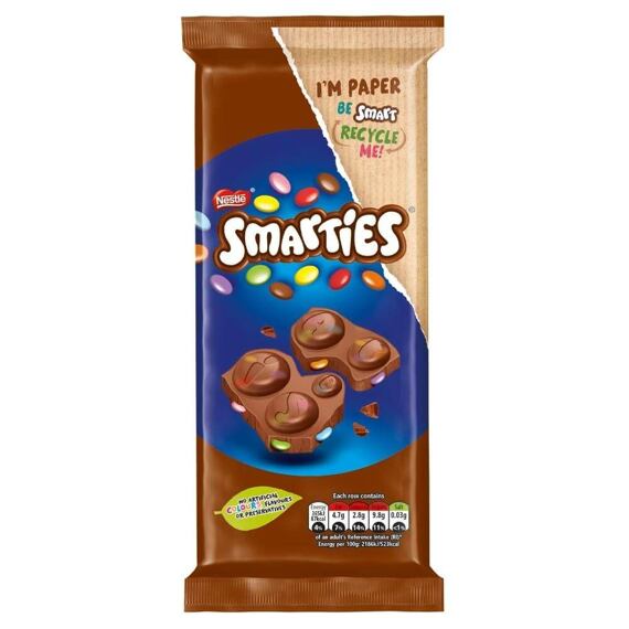 Smarties mléčná čokoláda s barevnými bonbonky 90 g PM