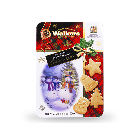 Walkers vánoční máslové sušenky v plechové krabičce 250 g