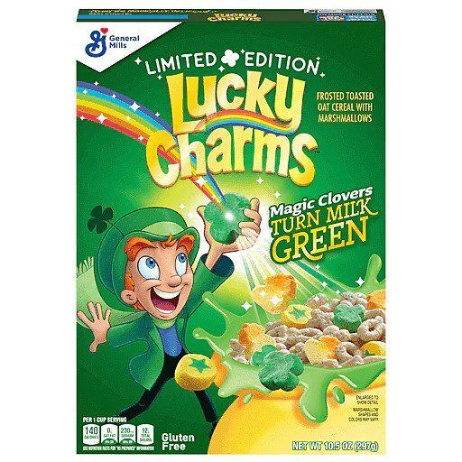 Lucky Charms Green Magic Clovers ovesné cereálie s marshmallows 297 g