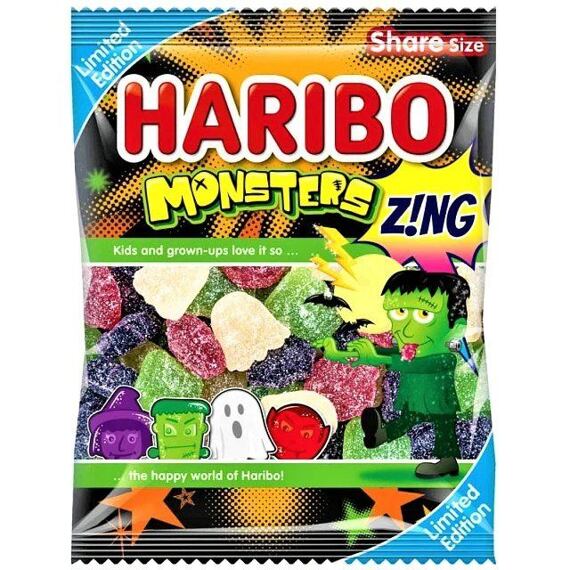 Haribo Monsters Zing želé bonbony s ovocnými příchutěmi 140 g PM