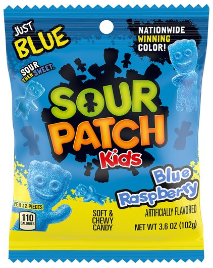 Sour Patch Kids kyselé žvýkací bonbony s příchutí modré maliny 102 g