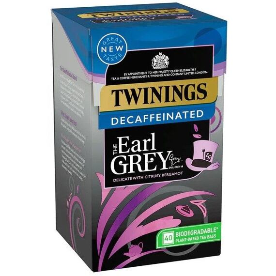 Twinings Earl Grey černý čaj bez kofeinu 40 ks 100 g
