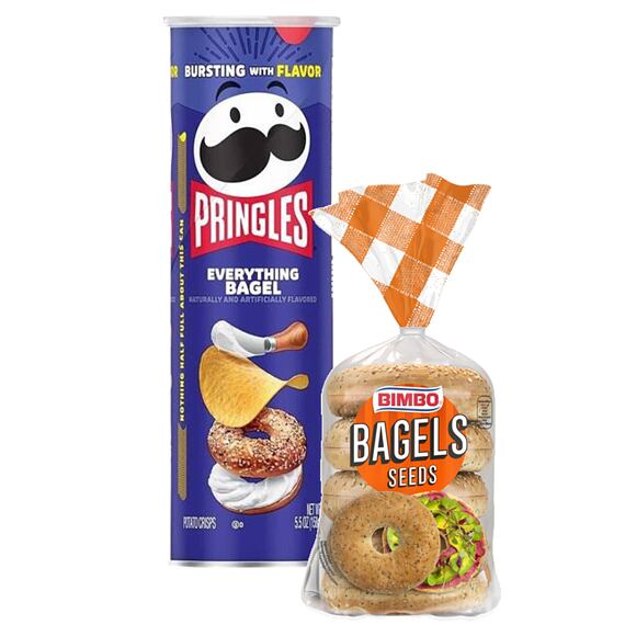 Bimbo Classic wheat bagels with seeds 75 g + Pringles potato chips with bagel flavor 158 g