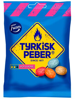 Fazer Tyrkisk Peber pálivé a kyselé lékořicové bonbóny s ovocnou příchutí 150 g