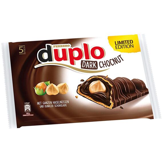 Ferrero Duplo 5 tyčinek v hořké čokoládě s jemným krémem a lískovými oříšky 104 g