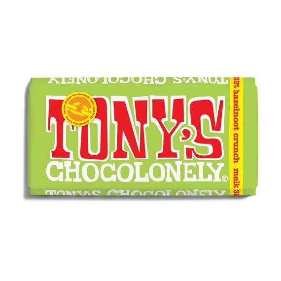 Tony's mléčná čokoláda s kousky sušenek a náplní s příchutí lískových ořechů 180 g