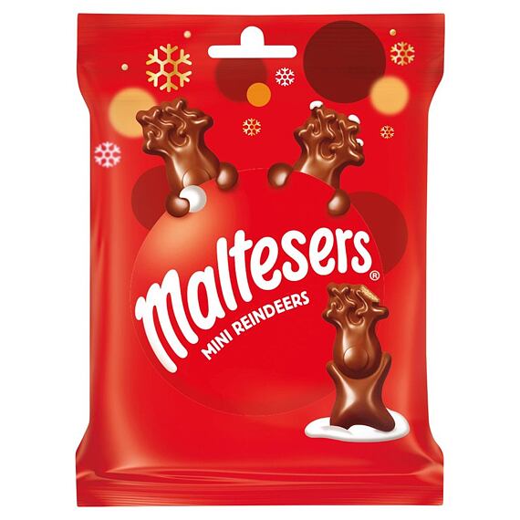 Maltesers Mini Reindeers mléčná čokoláda s křupinkami s ječným sladovým extraktem 59 g