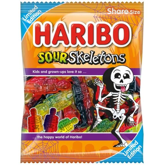 Haribo Sour Skeletons želé bonbony s ovocnými příchutěmi 140 g PM