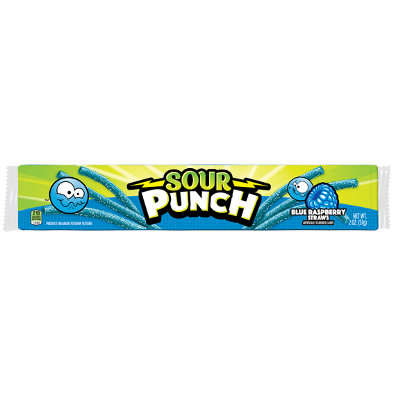 Sour Punch kyselé žvýkací pendreky s příchutí modré maliny 57 g