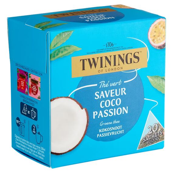 Twinings of London zelený čaj s příchutí kokosu a mučenky 20 ks 30 g