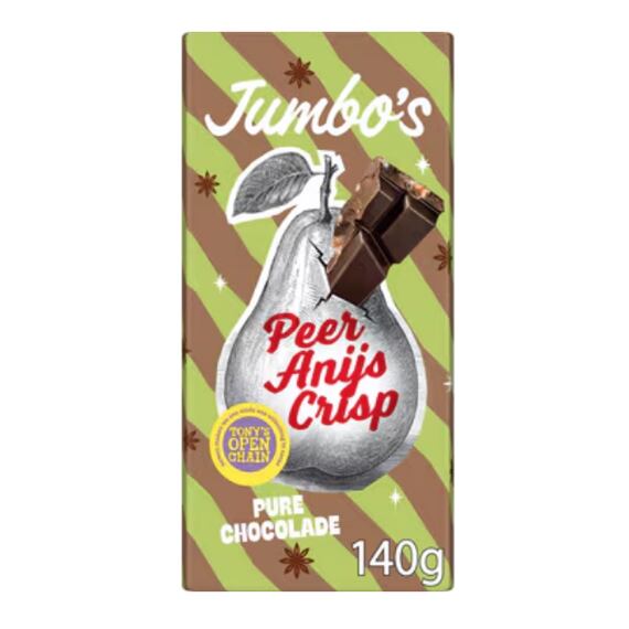 Jumbo hořká čokoláda s kousky hrušky, anýzu a křupavých sušenek 140 g