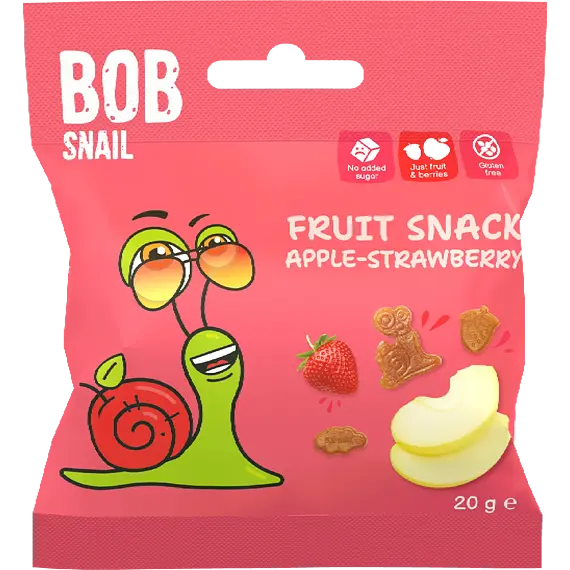 Šnek BOB ovocný snack jablko-jahoda 20 g