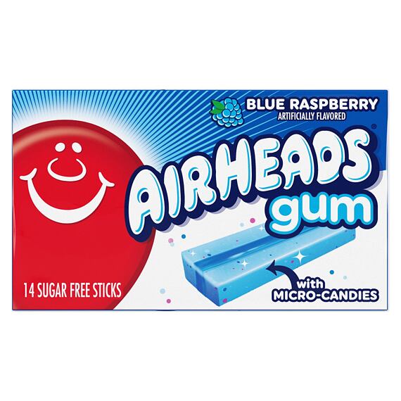 Airheads sugar-free chewing gum with blue raspberry flavor 34 g