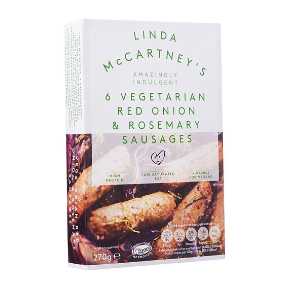 Linda McCartney's 6 ochucených vegetariánských klobásek s cibulí a rozmarýnem 270 g