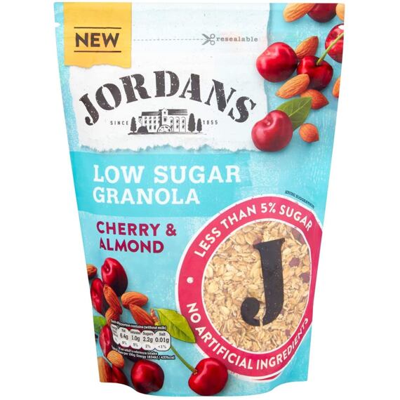 Jordans granola s příchutí třešně a mandle s nízkým obsahem cukru 500 g