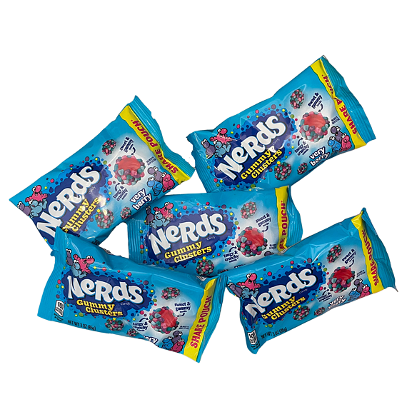 Nerds Gummy Clusters žvýkací bonbony ve skořápce s příchutí modrých malin 85 g Zvýhodněné balení 5ks