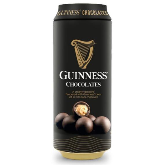 Guinness pralinky z hořké čokolády s náplní s příchutí piva - plechovka 125 g