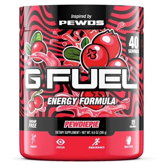 G FUEL PewDiePie cranberry and fruit instant energy drink 280 g