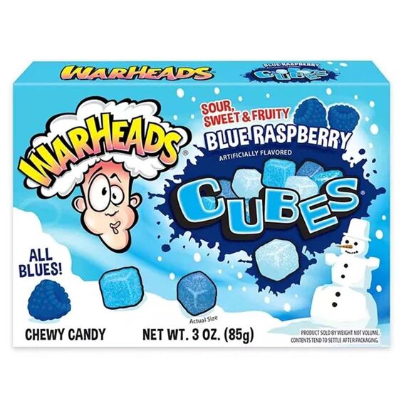 Warheads Cubes kyselé gumové bonbony s příchutí modré maliny 85 g
