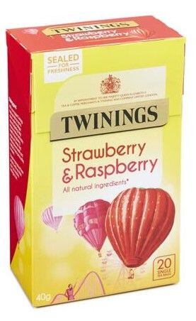 Twinings ovocný čaj s příchutí malin a jahod 20 ks 40 g