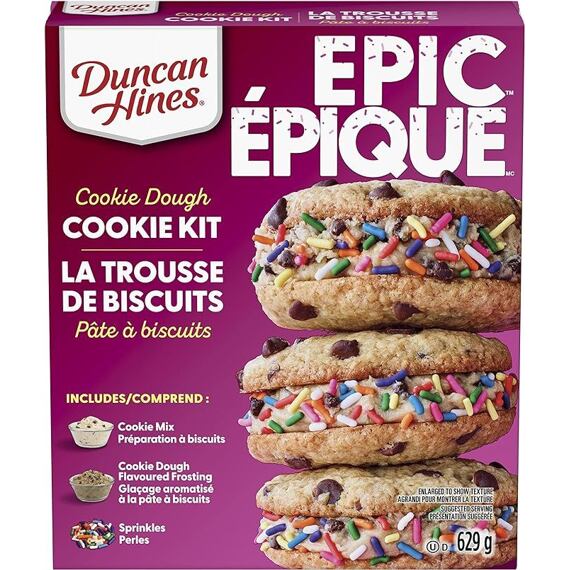Duncan Hines Epic Cookie Mix with Filling and Rainbow Sprinkles 629g