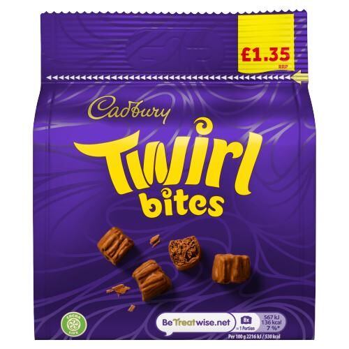 Cadbury Twirl Bites Fluffy Milk Chocolate Bites 95g PM