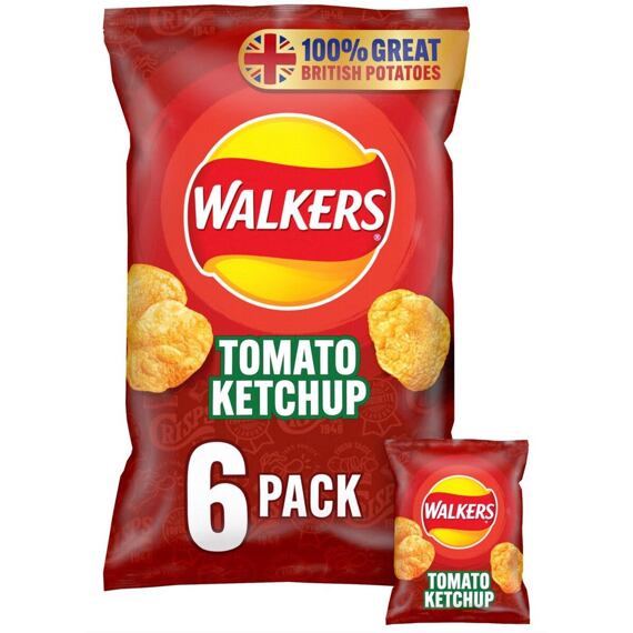 Walkers potato chips with ketchup flavor 6 x 25 g