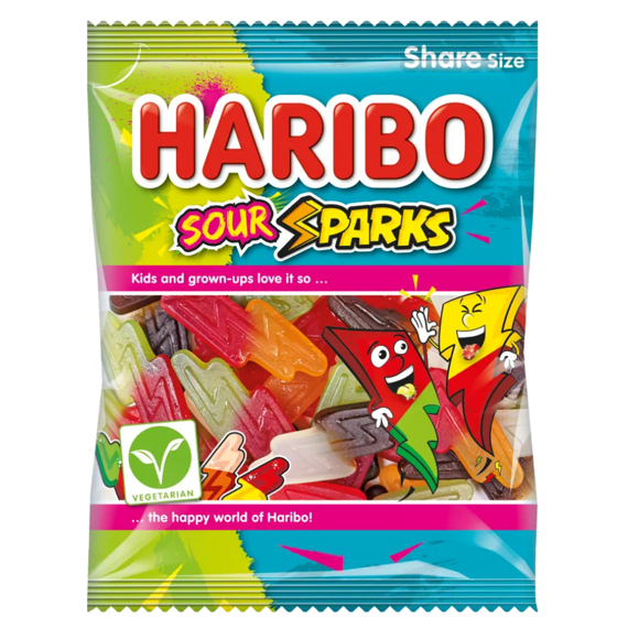 Haribo sour chewing candies in the shape of lightning bolts 140 g PM