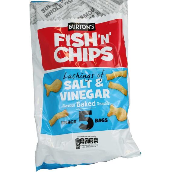 Burton's Fish & Chips krekry s příchutí soli a octa 5 x 25 g