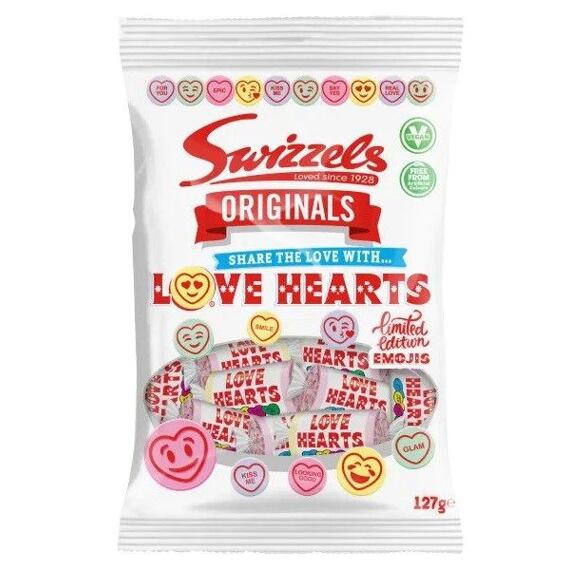 Swizzels Love Hearts šumivé bonbonky s ovocnými příchutěmi 127 g
