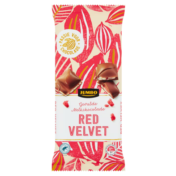 Jumbo mléčná čokoláda s náplní s příchutí Red Velvet 190 g