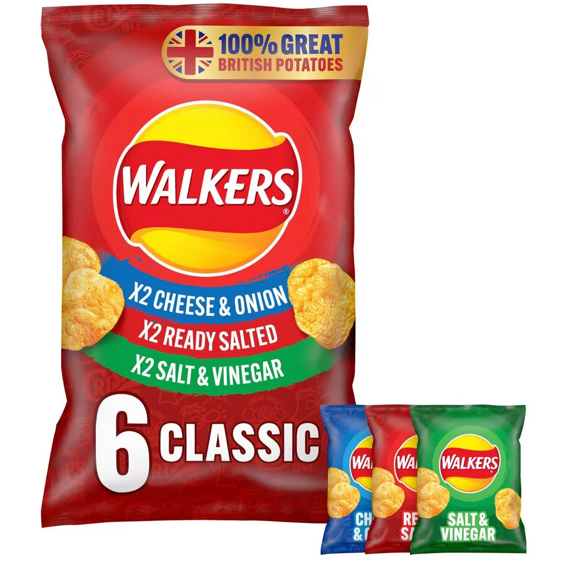 Walkers bramborové chipsy multipack 6 x 25 g