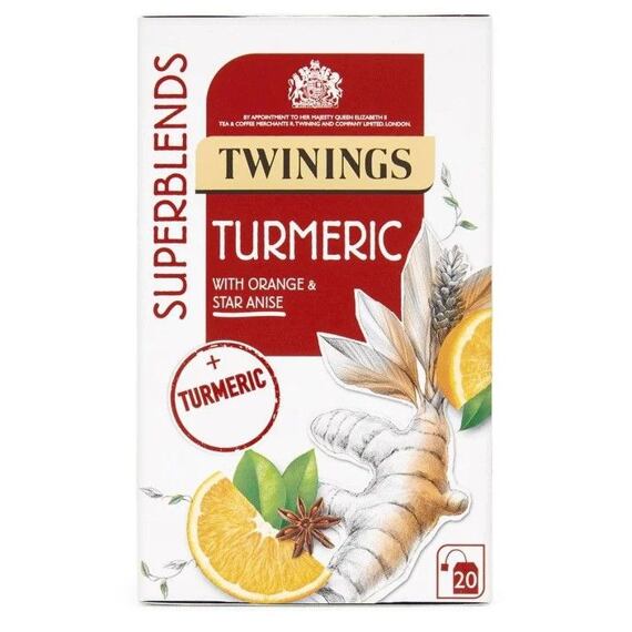 Twinings Superblends ovocný čaj s příchutí pomeranče, kurkumy a badyánu 20 ks 40 g