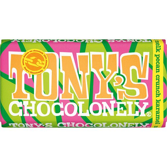 Tony's mléčná čokoláda s kousky pekanových ořechů, sušenek a karamelu 180 g