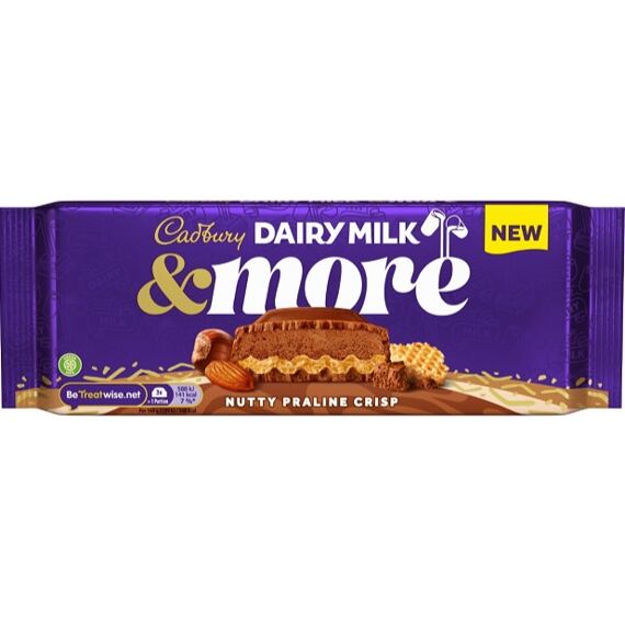 Cadbury Dairy Milk & More mléčná čokoláda s oříškovou náplní a s křupavou oplatkou 180 g