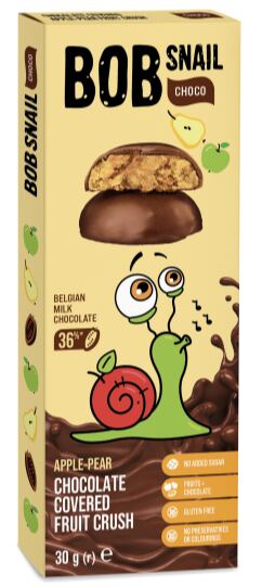 Šnek BOB v mléčné čokoládě jablko-hruška 30 g