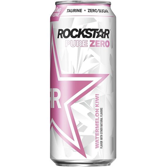Rockstar Pure Zero energetický nápoj bez cukru s příchutí melounu a kiwi 473 ml