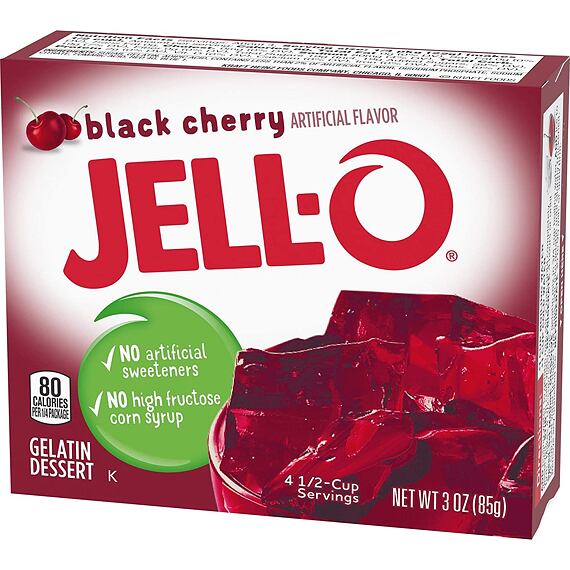 Jell-O instantní želatina s příchutí černé třešně 85 g